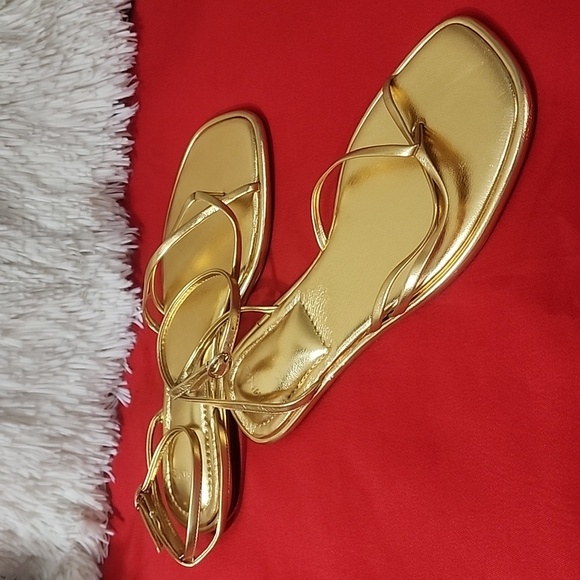 Mango Metallic Gold Sandals - Picture 3 of 7